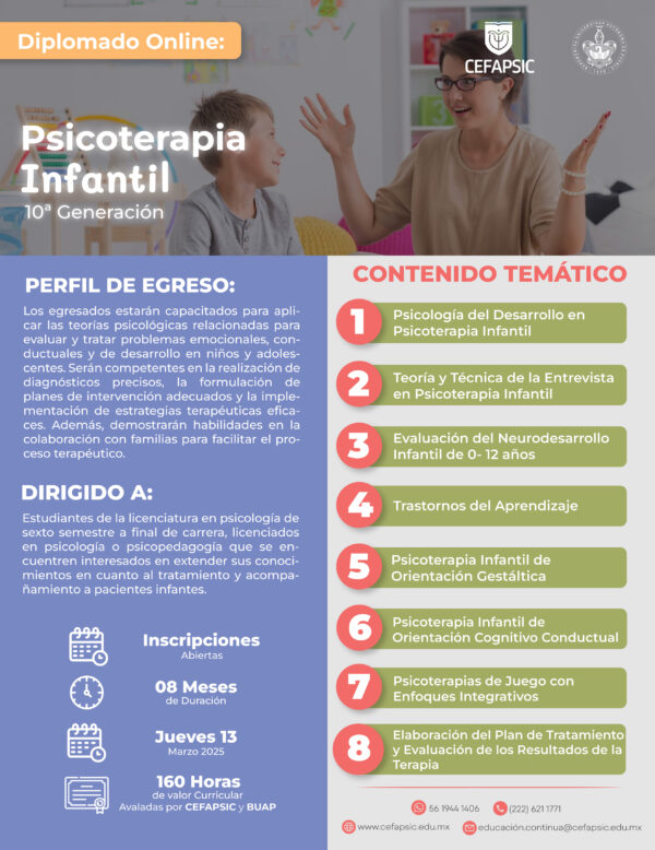 Diplomado Online: Psicoterapia Infantil G10