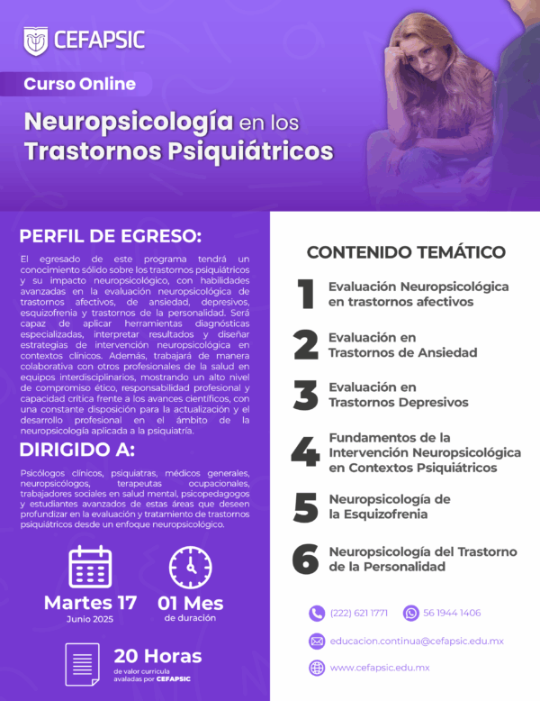 Curso Online: Neuropsicología en los Trastornos Psiquiátricos