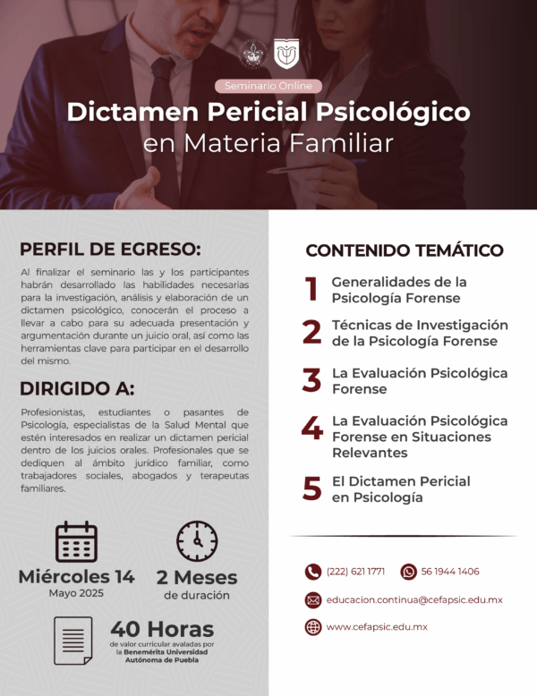 Seminario Online: Dictamen Pericial Psicológico en Materia Familiar