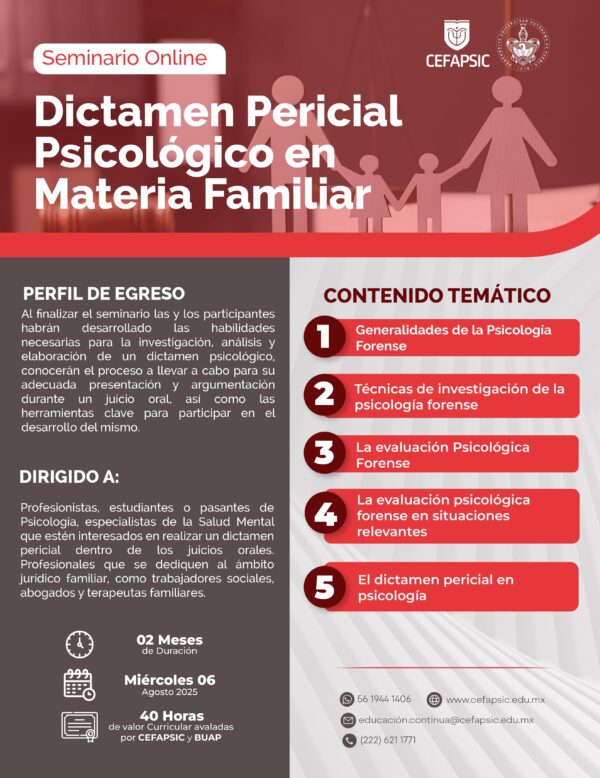 Seminario Online: Dictamen Pericial Psicológico en Materia Familiar