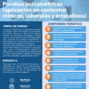 Diplomado Online: Pruebas Psicométricas (Aplicación en contextos clínicos, laborales y educativos)