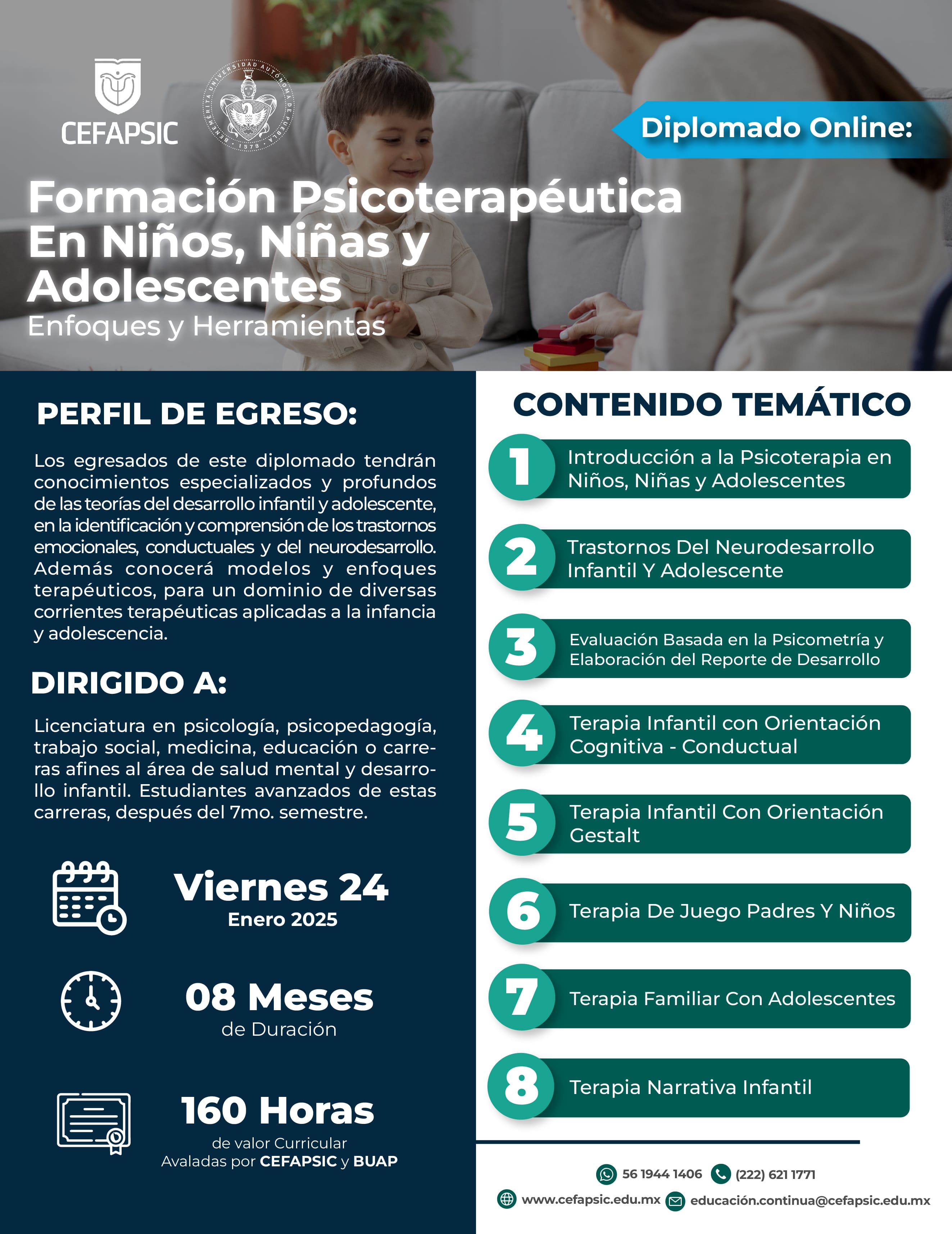 Diplomado Online: Formación Psicoterapéutica en Niños, Niñas y Adolescentes: Enfoques y Herramientas